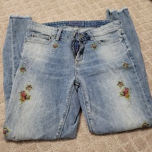 Lucky brand cross stitch embroidered skinny jeans